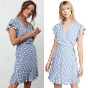 Rails Leanne Periwinkle Polka Dot Wrap Dress sz S
